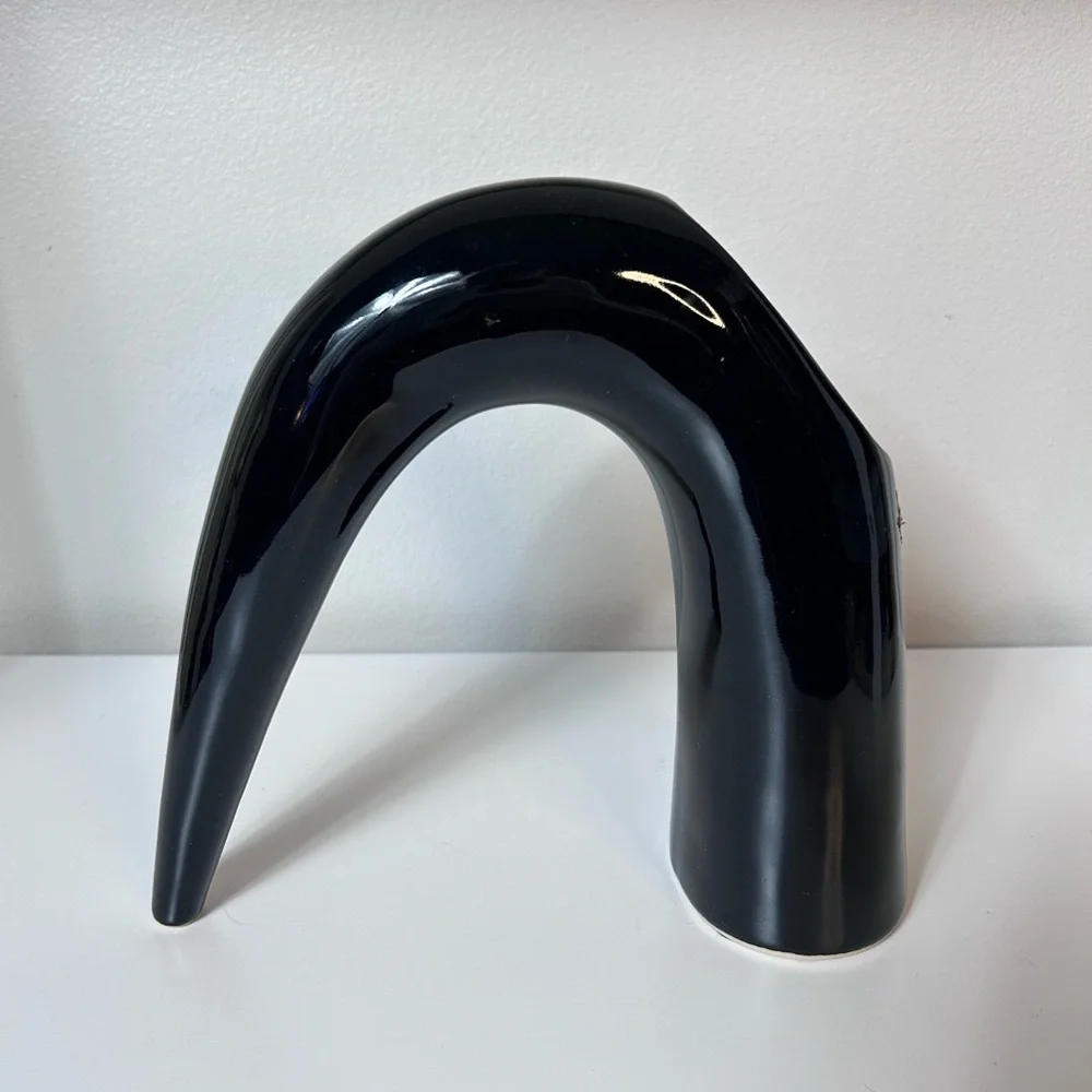 Vintage Toyo MCM Modernist Sculptural Black Ikebana Vase Japanese Style - Picture 6 of 9